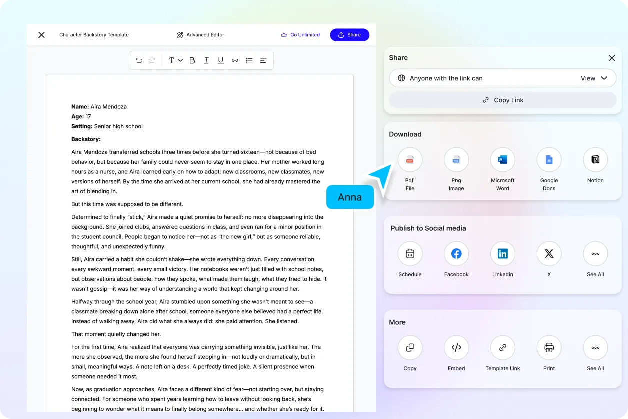 Free AI Character Backstory Generator, Create Character Backstory Writer Online
